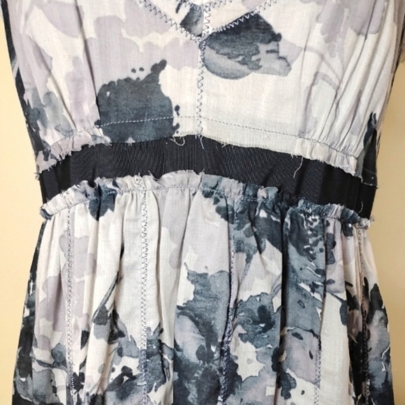 LOFT NWT Floral Cotton Babydoll Dress 6 Raw-Edge Sheer Straps - Picture 4 of 12